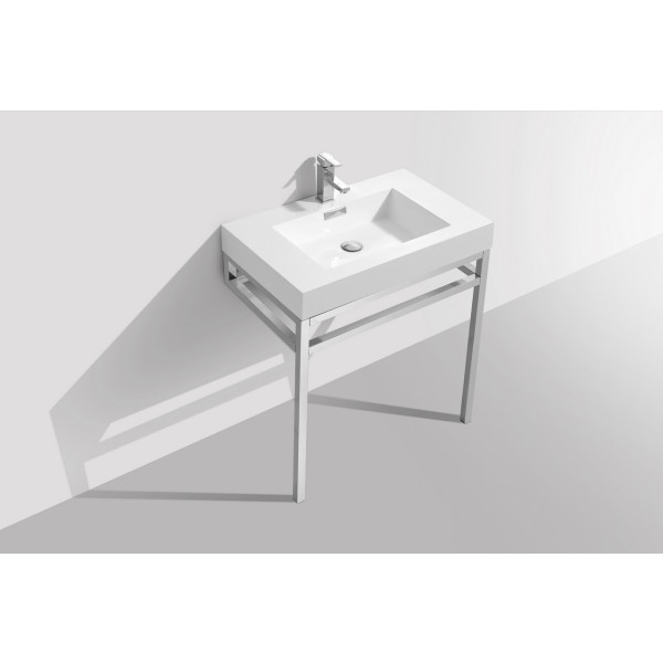 KubeBath CH30 Haus Stainless Steel Console In Chrome With Acrylic Sink