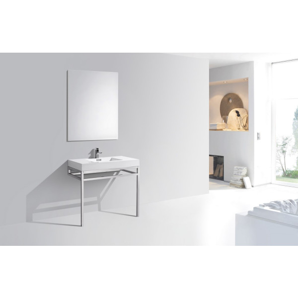 KubeBath CH36 Stainless Steel Console In Chrome With Acrylic Sink