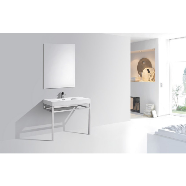 KubeBath CH40 Chrome Haus Stainless Steel Console With Acrylic Sink
