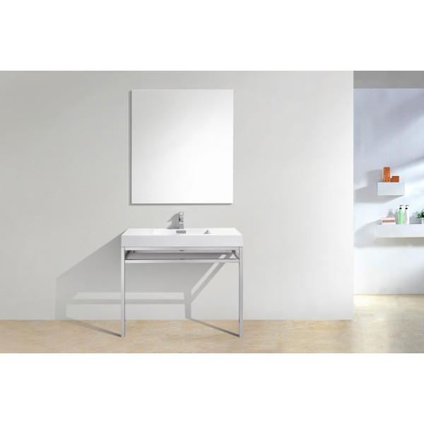 KubeBath CH40 Chrome Haus Stainless Steel Console With Acrylic Sink