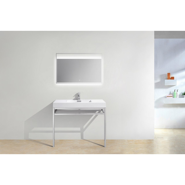 KubeBath CH40 Chrome Haus Stainless Steel Console With Acrylic Sink