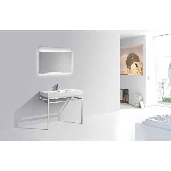 KubeBath CH40 Chrome Haus Stainless Steel Console With Acrylic Sink