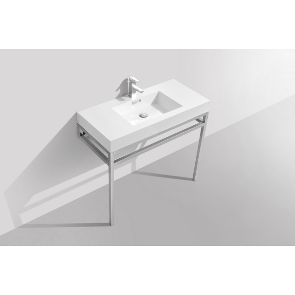 KubeBath CH40 Chrome Haus Stainless Steel Console With Acrylic Sink