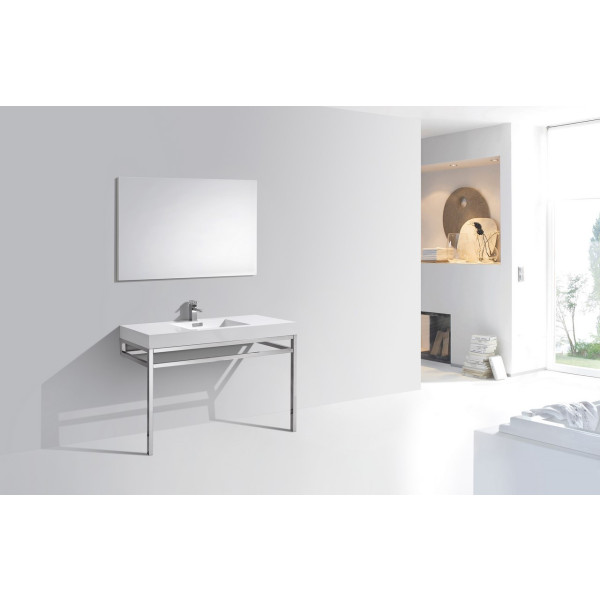 KubeBath CH48 Haus 48 Inch Steel Console With White Acrylic Sink In Chrome