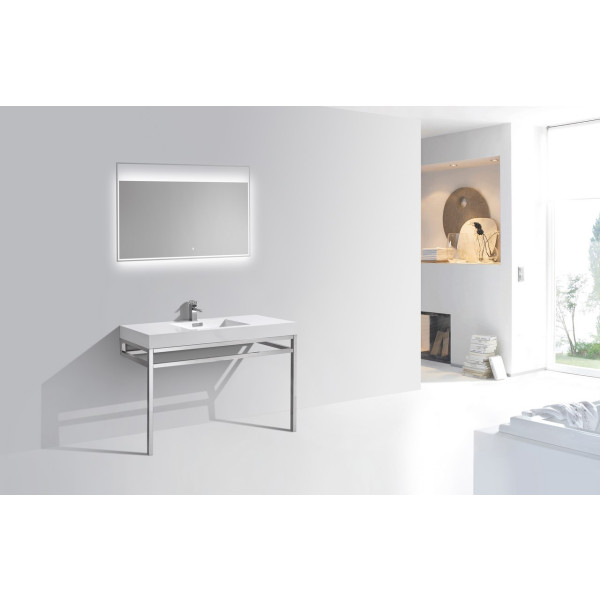 KubeBath CH48 Haus 48 Inch Steel Console With White Acrylic Sink In Chrome