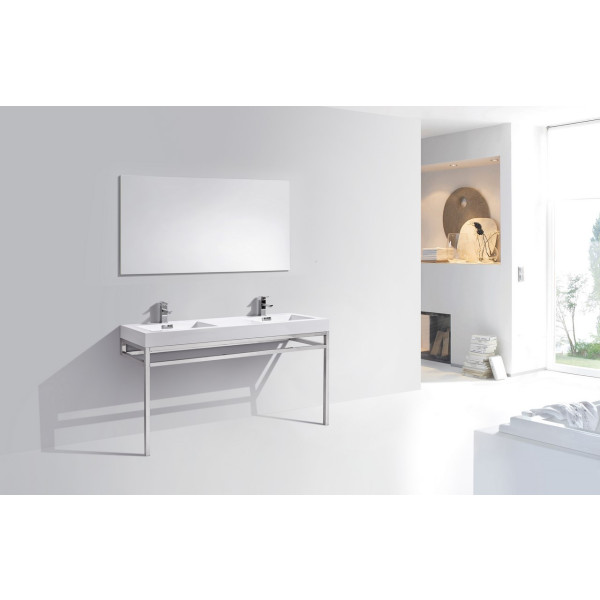 KubeBath CH60D Haus Double Sink Console With Acrylic Sink In Chrome