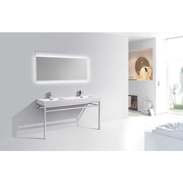 KubeBath CH60D Haus Double Sink Console With Acrylic Sink In Chrome
