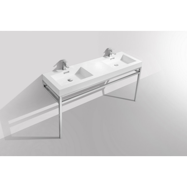 KubeBath CH60D Haus Double Sink Console With Acrylic Sink In Chrome