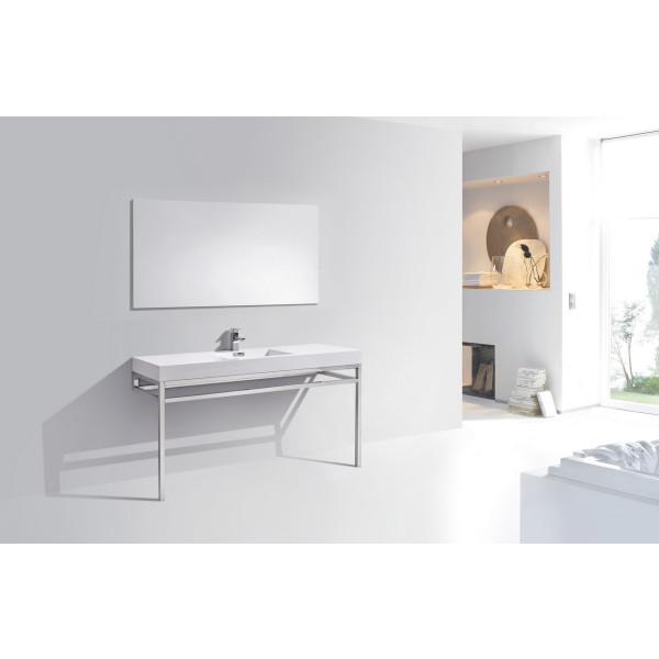 KubeBath CH60S Haus Single Sink Stainless Steel Console In Chrome