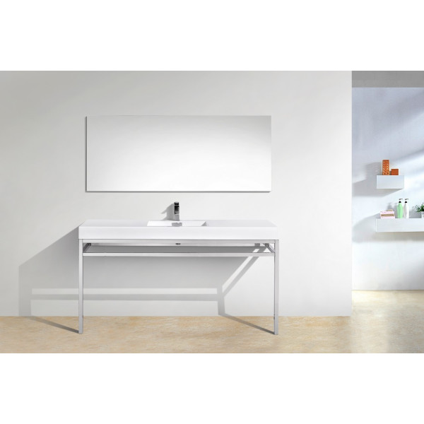 KubeBath CH60S Haus Single Sink Stainless Steel Console In Chrome
