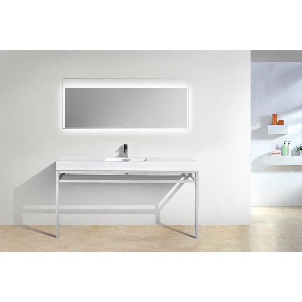 KubeBath CH60S Haus Single Sink Stainless Steel Console In Chrome