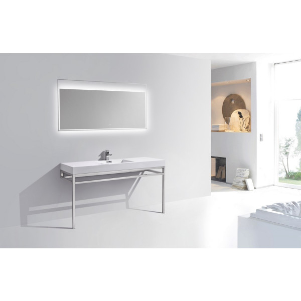 KubeBath CH60S Haus Single Sink Stainless Steel Console In Chrome