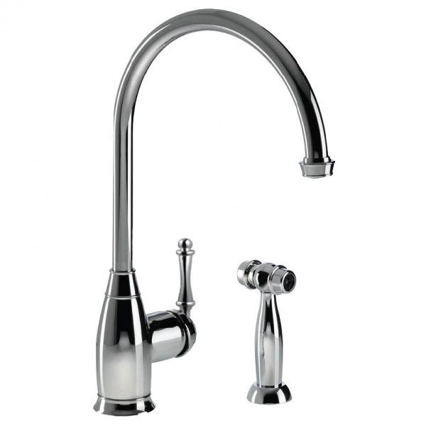 Houzer CHASS-682 Charlotte Solid Brass One Handle Kitchen Faucet with Sidespray