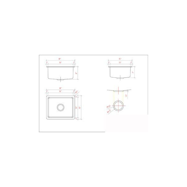 Lenova CK200 Copper Bar Sink Squared Undermount/Top Mount 15 Gauge 18 X 15