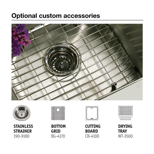 Houzer CNR-1700 Savoir Series 10mm Radius Undermount Bar/Prep Bowl Kitchen Sink