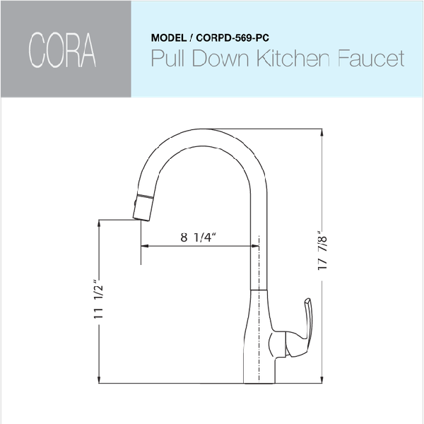 Houzer CORPD-569 Cora Series Single Handle Pull-Down Kitchen Faucet
