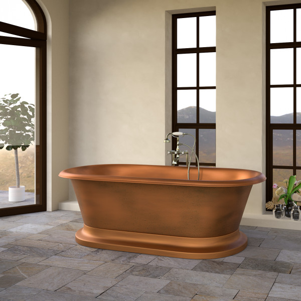 Barclay Somerset  COTDRN75B-AC 75"h Copper Double Roll Top Bathtub on Base
