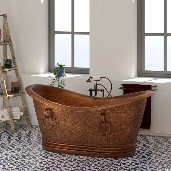 Barclay Baylis COTDSN66S-AC 66 Inch Copper Double Slipper Tub 