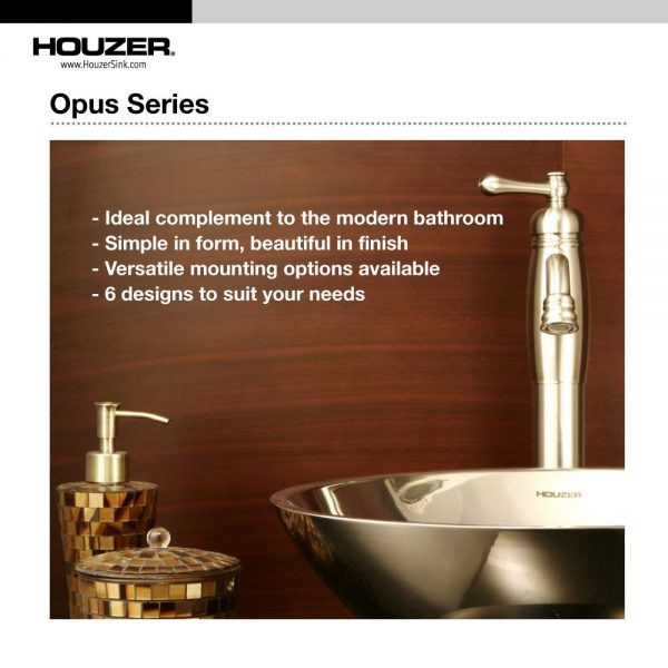 Houzer CRO-1620-1 Opus Conical Undermount Stainless Steel Lavatory Sink Overflow