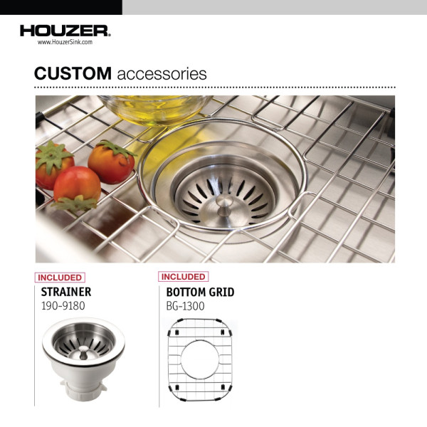 Houzer CS-1307-C Club Series 13" Stainless Steel Undermount Bar/Prep Sink