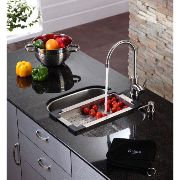Kraus Stainless Steel Colander, 17 1/2" x 9 1/2" x 2 1/4", CS-2