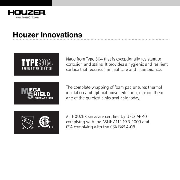 Houzer CTB-3285 Contempo Trough Series Undermount Stainless Steel Bar/Prep Sink