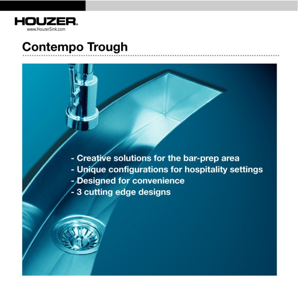 Houzer CTB-3285 Contempo Trough Series Undermount Stainless Steel Bar/Prep Sink