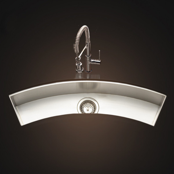 Houzer CTC-3312 Trough Series Undermount Stainless Curved Bowl Bar/Prep Sink