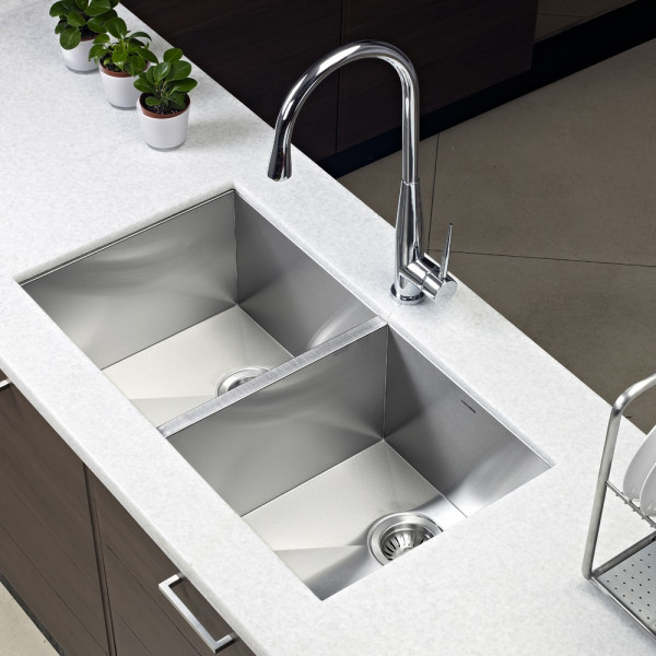 Houzer CTD-3350 Contempo Series Undermount Stainless  50/50 Double Kitchen Sink