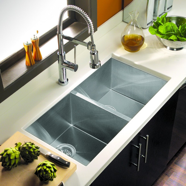 Houzer CTD-3350 Contempo Series Undermount Stainless  50/50 Double Kitchen Sink