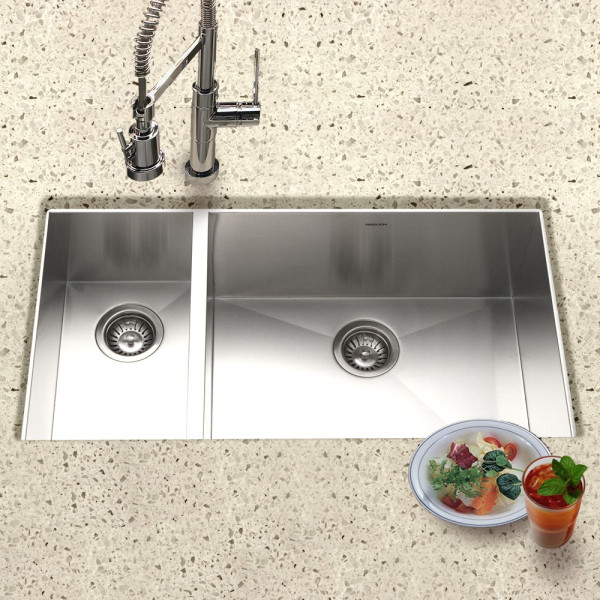 Houzer CTO-3370SL Series Undermount Stainless Kitchen Sink + Left Prep Bowl