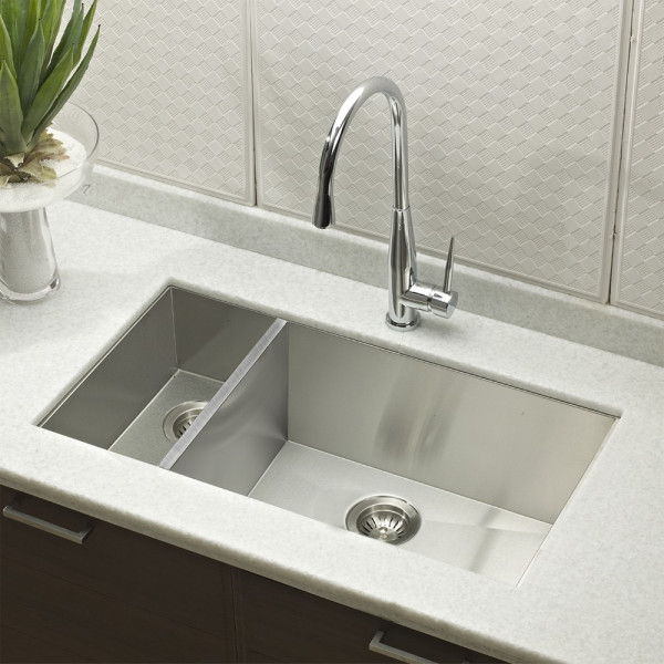 Houzer CTO-3370SL Series Undermount Stainless Kitchen Sink + Left Prep Bowl