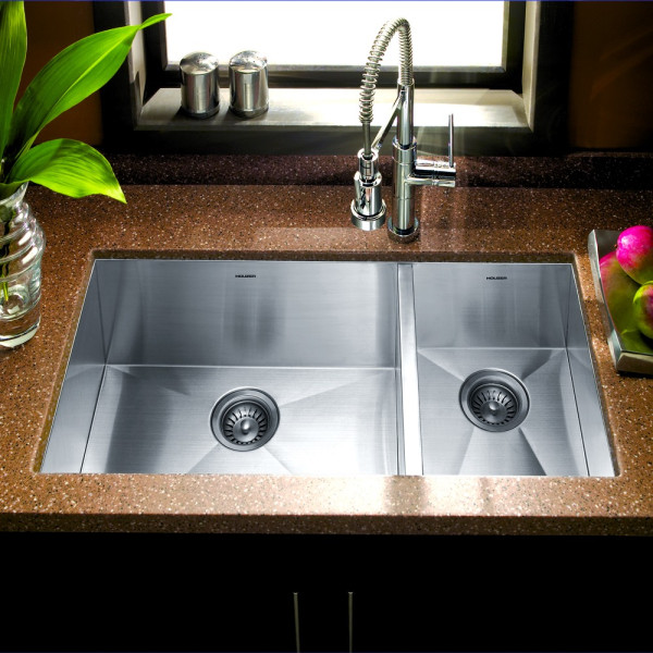 Houzer CTO-3370SR Series Undermount Stainless Kitchen Sink + Right Prep Bowl