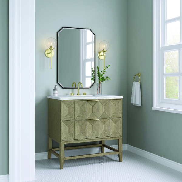 James Martin D100-V36-PBO-3AF Pebble Oak 36" Single Vanity w/ Arctic Fall Top