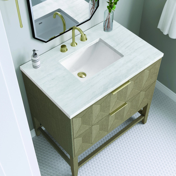 James Martin D100-V36-PBO-3AF Pebble Oak 36" Single Vanity w/ Arctic Fall Top