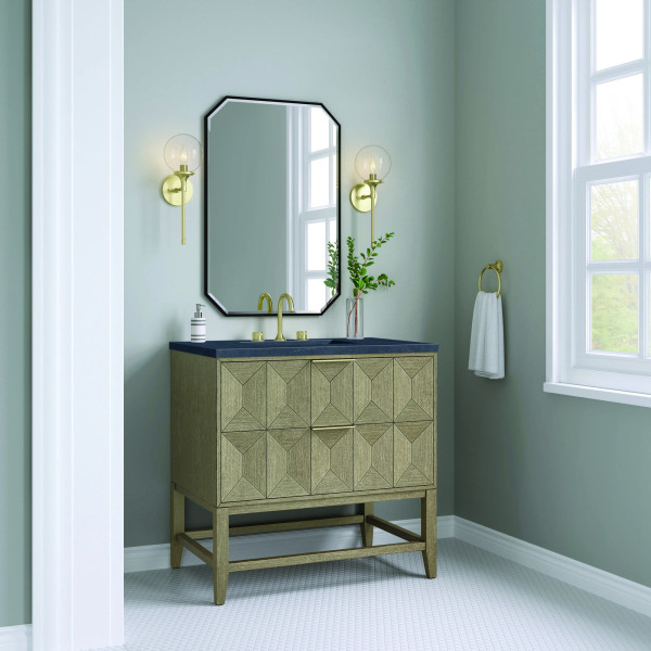 James Martin D100-V36-PBO-3CSP Single Vanity Pebble Oak Charcoal Soapstone Top