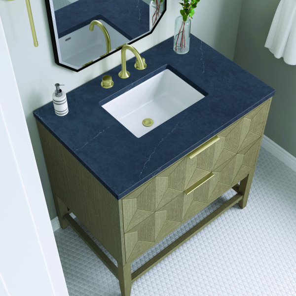 James Martin D100-V36-PBO-3CSP Single Vanity Pebble Oak Charcoal Soapstone Top
