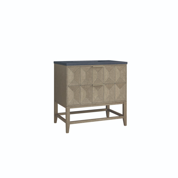 James Martin D100-V36-PBO-3CSP Single Vanity Pebble Oak Charcoal Soapstone Top
