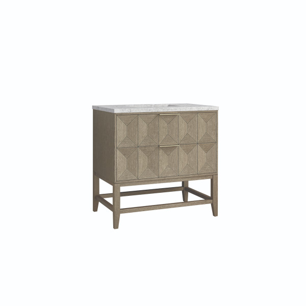 James Martin D100-V36-PBO-3EJP Vanity Pebble Oak w/ Eternal Jasmine Pearl Top