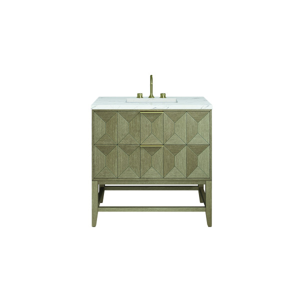 James Martin D100-V36-PBO-3ENC Single Vanity Pebble Oak w/ Etehreal Noctis Top
