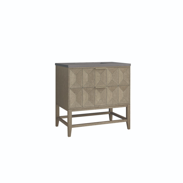 James Martin D100-V36-PBO-3GEX Single Vanity, Pebble Oak w/ Grey Expo Top