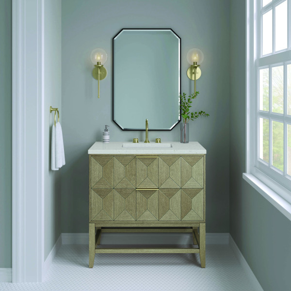 James Martin D100-V36-PBO-3LDL 36" Vanity Pebble Oak w/ 3 CM Lime Delight Top