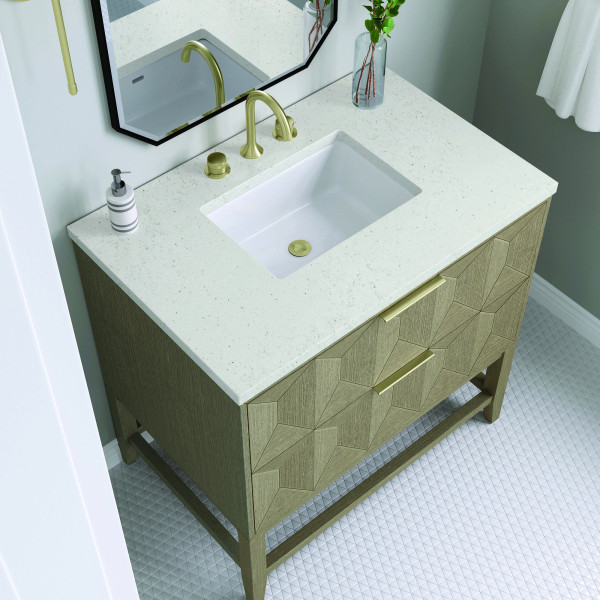 James Martin D100-V36-PBO-3LDL 36" Vanity Pebble Oak w/ 3 CM Lime Delight Top