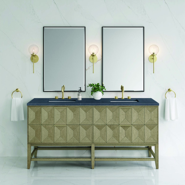 James Martin D100-V72-PBO-3CSP Double Vanity Pebble Oak Charcoal Soapstone Top