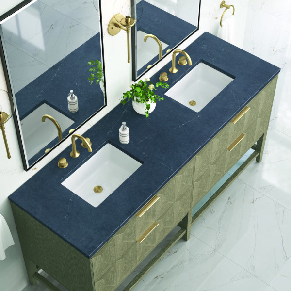 James Martin D100-V72-PBO-3CSP Double Vanity Pebble Oak Charcoal Soapstone Top