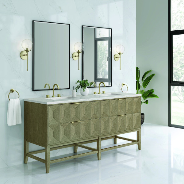 James Martin D100-V72-PBO-3EJP Vanity Pebble Oak w/ Eternal Jasmine Pearl Top