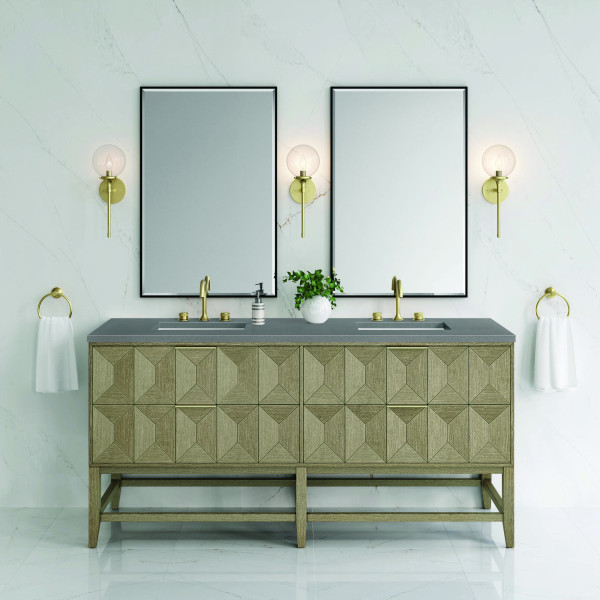 James Martin D100-V72-PBO-3GEX Double Vanity Pebble Oak w/ Grey Expo Top