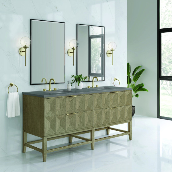 James Martin D100-V72-PBO-3GEX Double Vanity Pebble Oak w/ Grey Expo Top