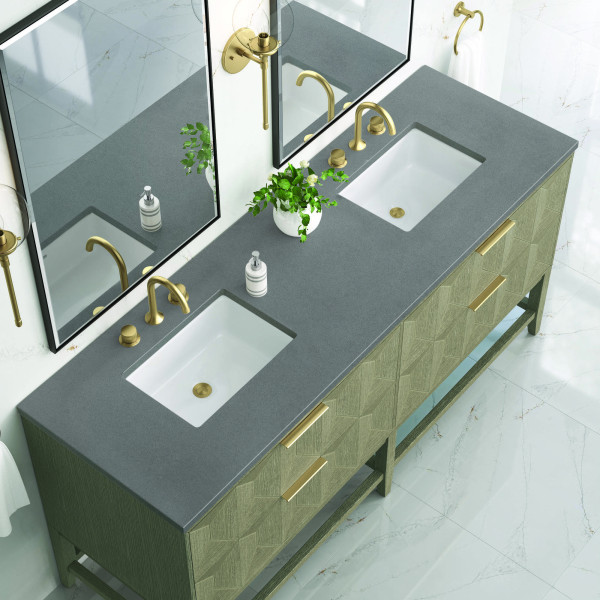 James Martin D100-V72-PBO-3GEX Double Vanity Pebble Oak w/ Grey Expo Top