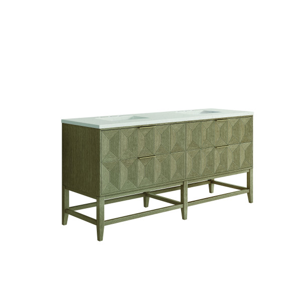 James Martin D100-V72-PBO-3LDL 72" Vanity Pebble Oak w/ 3 CM Lime Delight Top